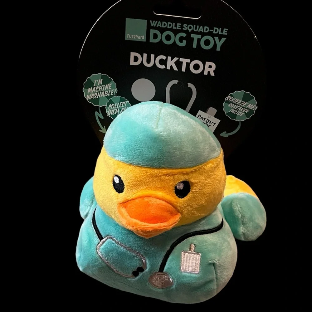 🆕 FuzzYard Plush Doctor Duck Dog Toy